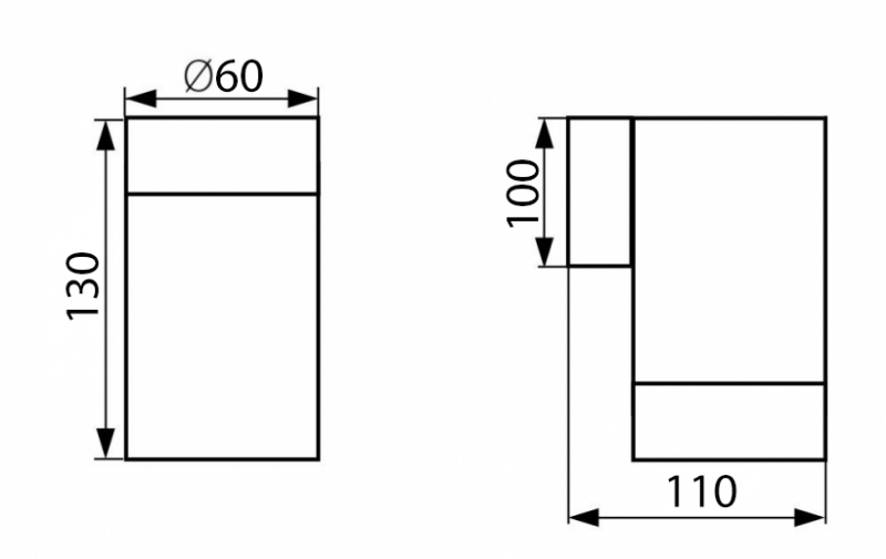 Wandleuchte für den Außenbereich Hauswandleuchte Edelstahl 1-flammig IP44 GU10 230V Zeichnung