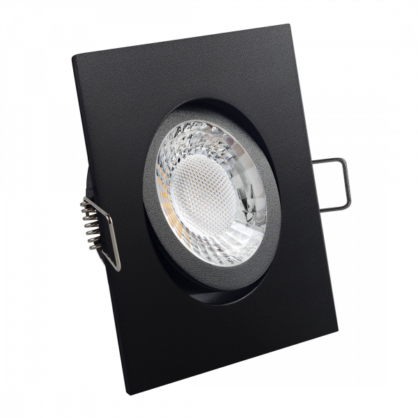 LED Einbaustrahler schwarz pulverbeschichtet | Quadratischer Einbauspot | 30° schwenkbar | Lochmaß Ø 68mm - 80mm | Einbautiefe 64mm | Anschlussfertig mit GU10 230V Fassung 