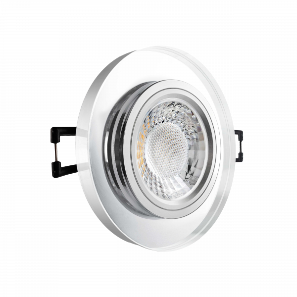 LED Einbaustrahler spiegelnd | rund Echtglas | Lochmaß Ø 68mm - 75mm | geringe Einbautiefe 24mm | Anschlussfertig 