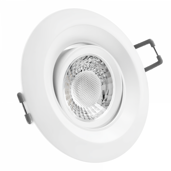 LED Einbaustrahler weiß | Runder Einbauspot | 360° schwenkbar | Lochmaß Ø 68mm - 95mm | geringe Einbautiefe 27mm | Anschlussfertig 