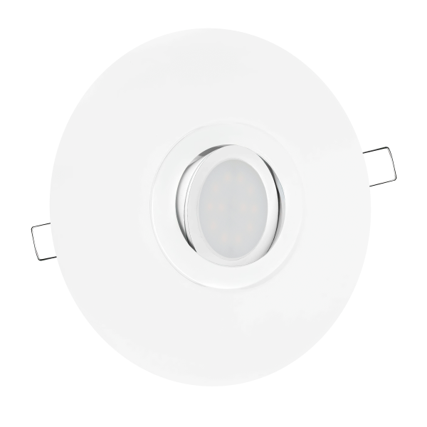 LED Einbaustrahler mit Ausgleichsblende für große Lochausschnitte weiß | Rund | schwenkbar | Lochmaß Ø 68mm - 180mm | Einbautiefe 55mm | MR16 12V 