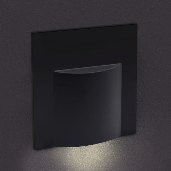 LED Wandeinbaustrahler schwarz Treppenlicht Wandeinbauleuchte warmweiß Spot downlight quadratisch WBK1 230V