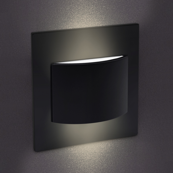LED Wandeinbaustrahler schwarz Treppenlicht Wandeinbauleuchte warmweiß Spot Up & Downlight quadratisch WBK3 230V