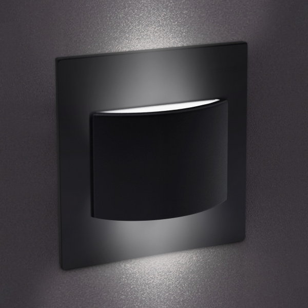 LED Wandeinbaustrahler schwarz Treppenlicht Wandeinbauleuchte neutralweiß Spot Up & Downlight quadratisch WBK4 12V