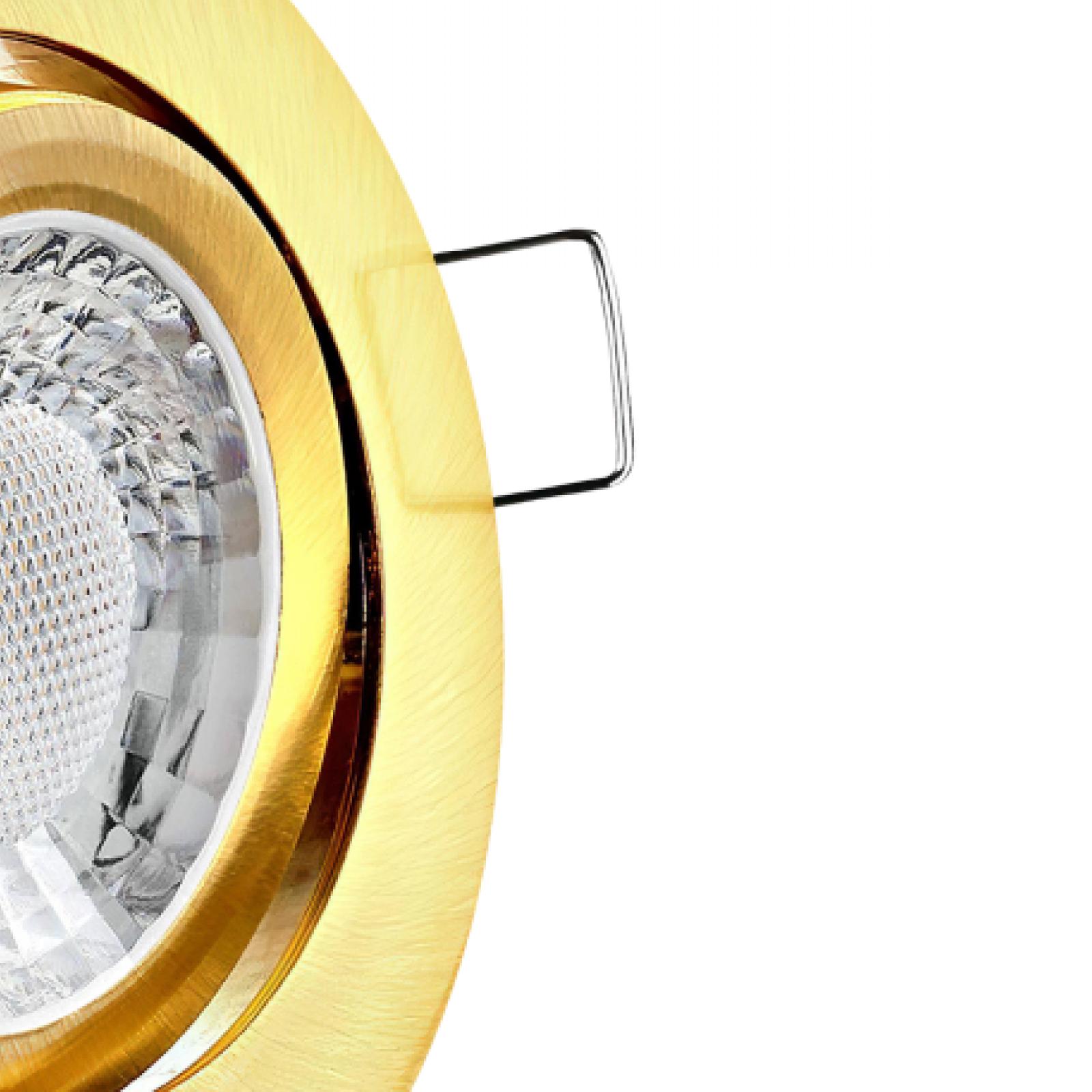 LED Einbaustrahler Gold-Messing gebürstet | Runder Einbauspot | 360° schwenkbar | Lochmaß Ø 68mm - 75mm | Einbautiefe 64mm | Anschlussfertig mit GU10 230V Fassung 