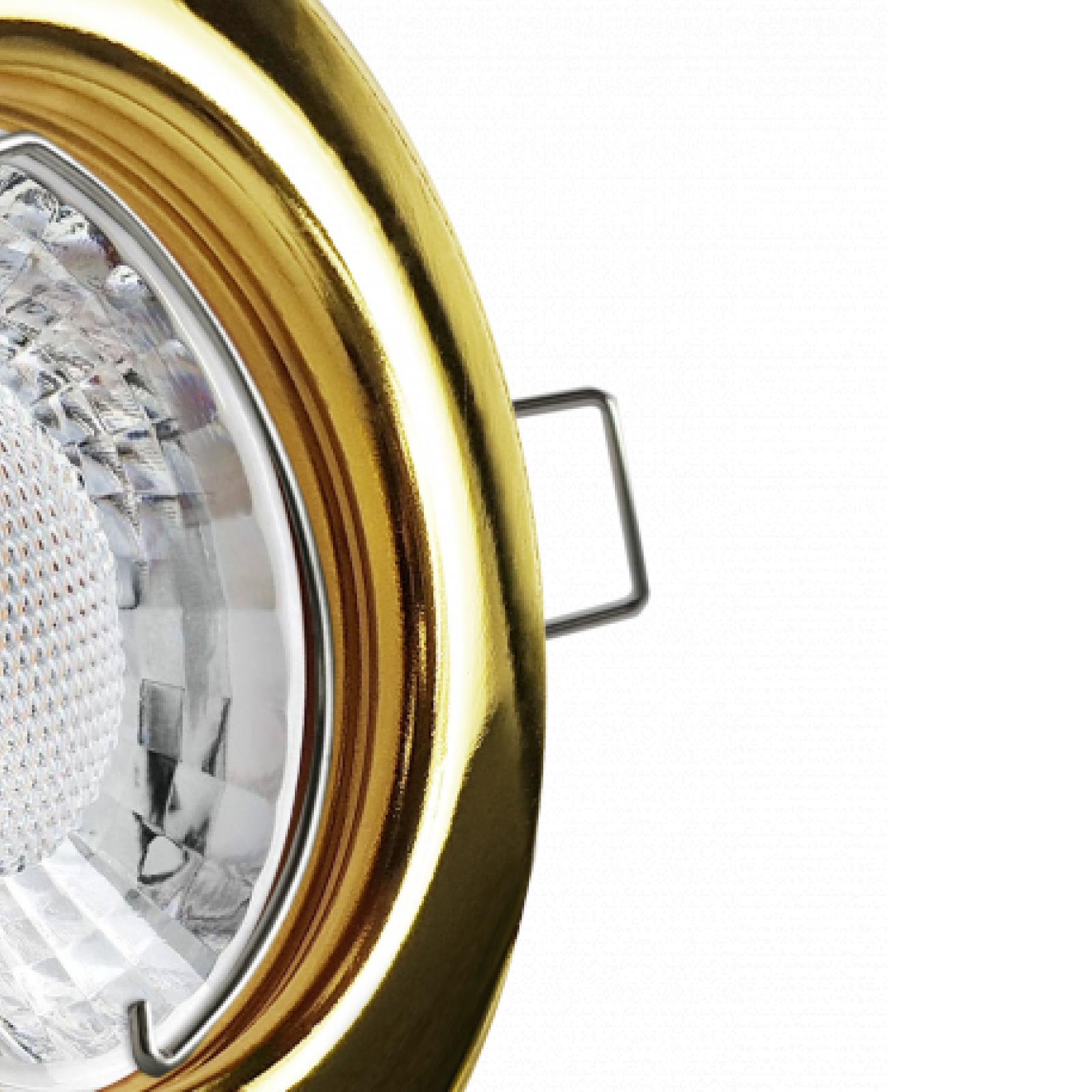 LED Einbaustrahler Gold glänzend | Runder Einbauspot | Lochmaß Ø 55mm - 75mm | Einbautiefe 64mm | Anschlussfertig mit GU10 230V Fassung 