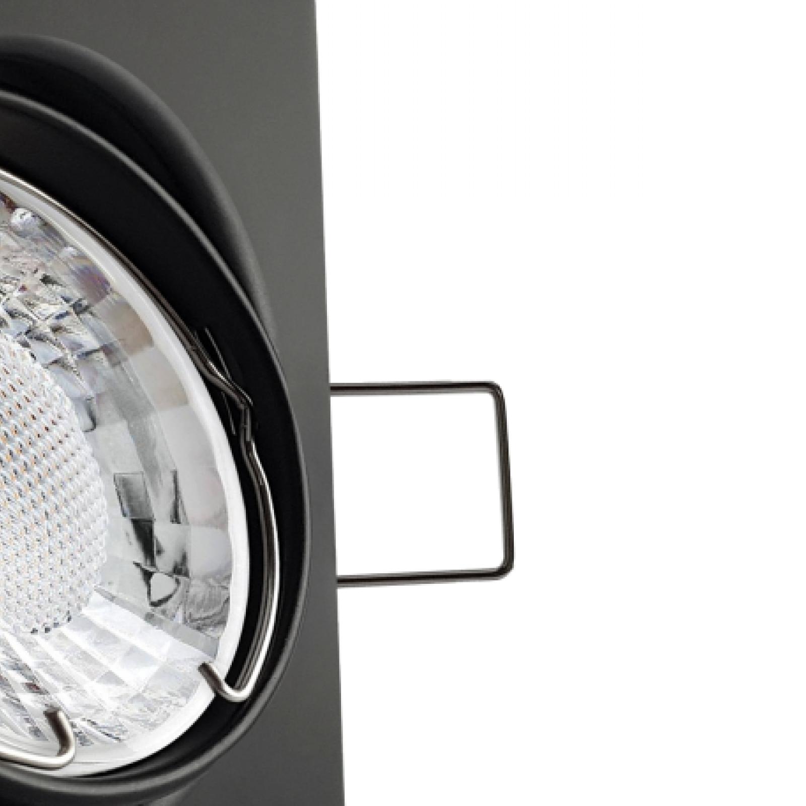 LED Einbaustrahler schwarz | Quadratischer Einbauspot | 30° schwenkbar | Lochmaß Ø 68mm - 78mm | Einbautiefe 64mm | Anschlussfertig mit GU10 230V Fassung 