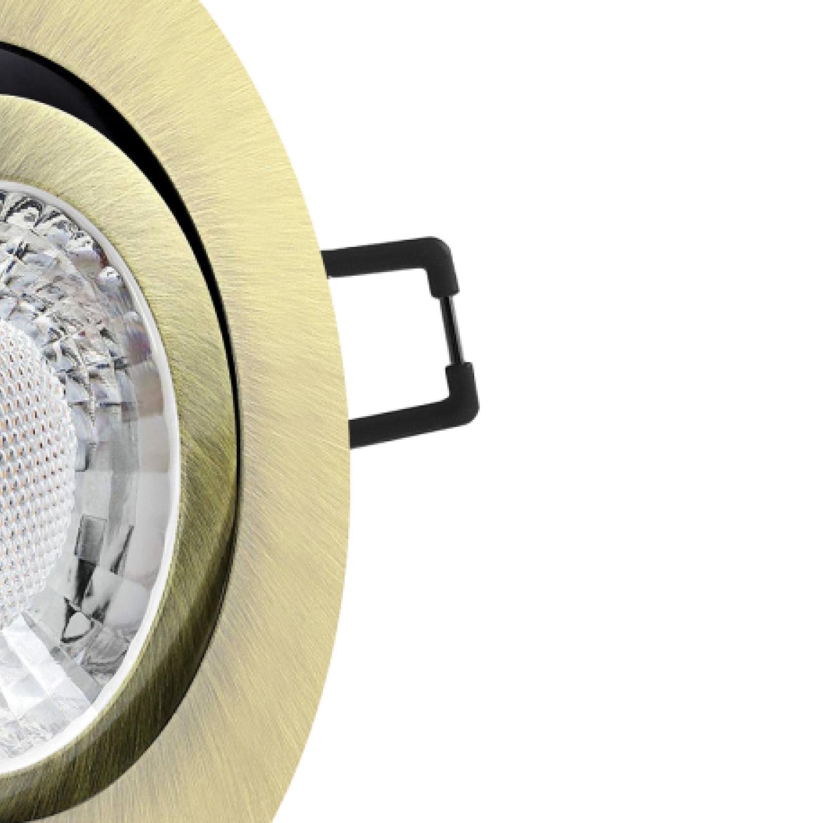 LED Einbaustrahler Altmessing gebürstet | Runder Einbauspot | 360° schwenkbar | Lochmaß Ø 68mm - 75mm | Einbautiefe 64mm | Anschlussfertig mit GU10 230V Fassung 