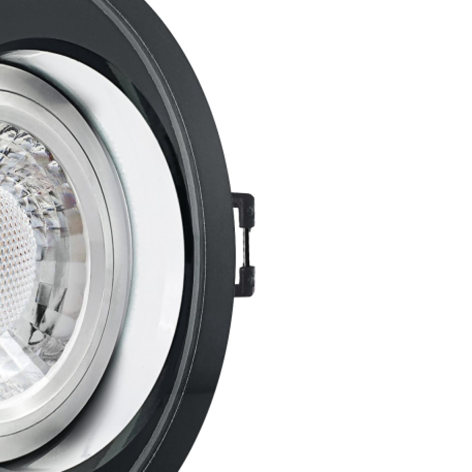 LED Aufbau Einbaustrahler schwarz spiegelnd | Runder Einbauspot Echtglas | Lochmaß Ø 68mm - 75mm | Einbautiefe 64mm | GU10 230V 