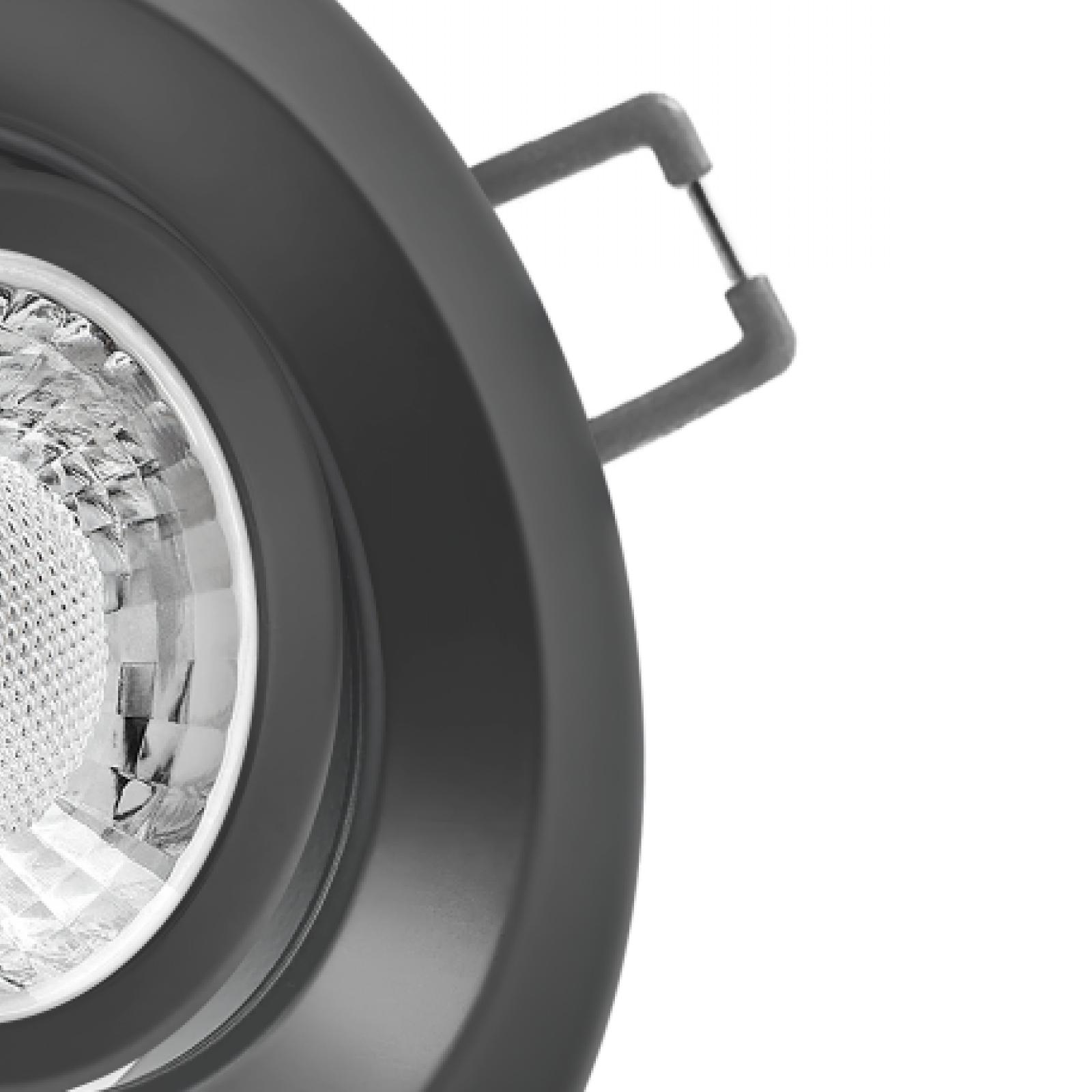 LED Einbaustrahler schwarz | Runder Einbauspot | 360° schwenkbar | Lochmaß Ø 68mm - 95mm | Einbautiefe 64mm | Anschlussfertig mit GU10 230V Fassung 