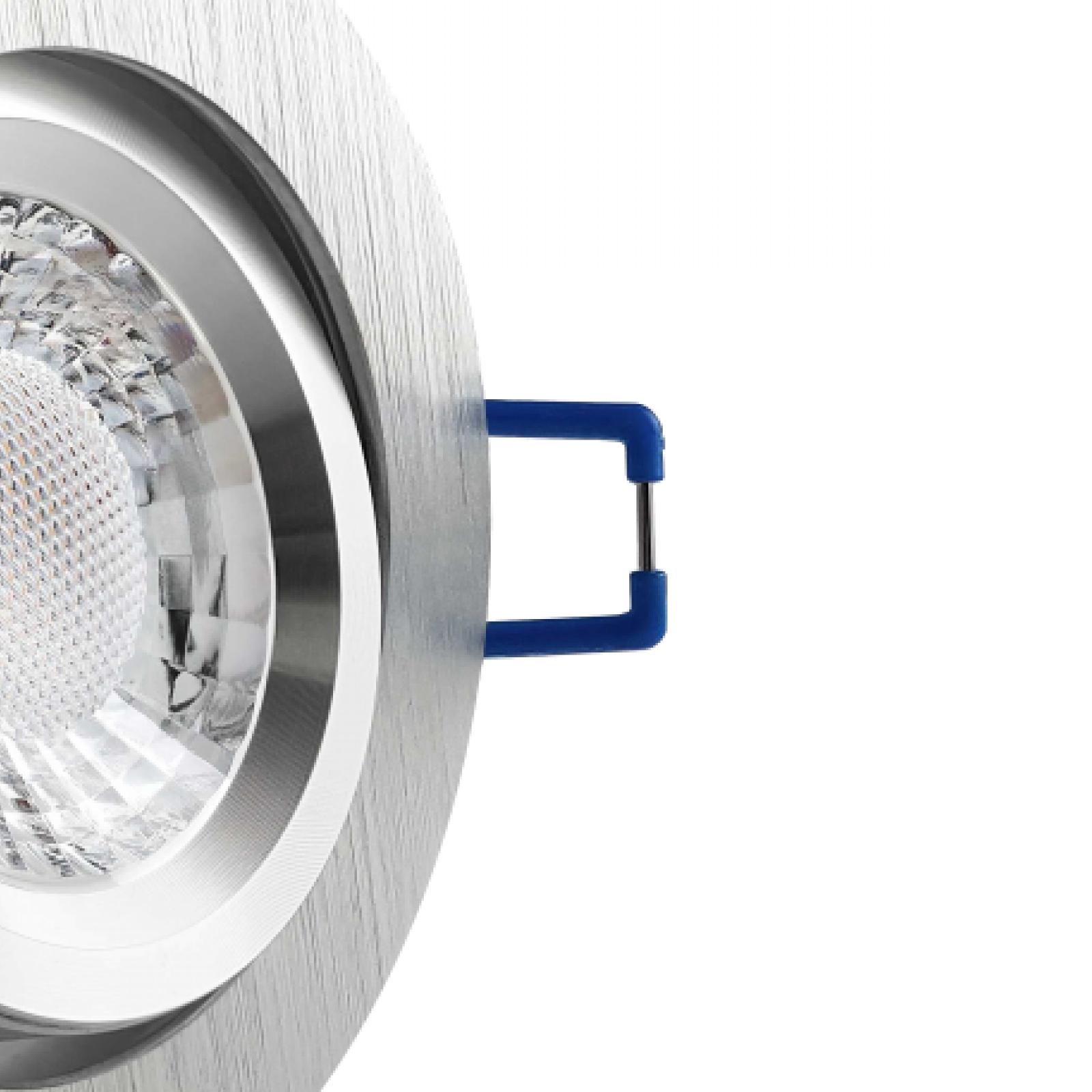 LED Einbaustrahler Aluminium geschliffen | Runder Einbauspot | 360° schwenkbar | Lochmaß Ø 68mm - 75mm | geringe Einbautiefe 27mm | Anschlussfertig 