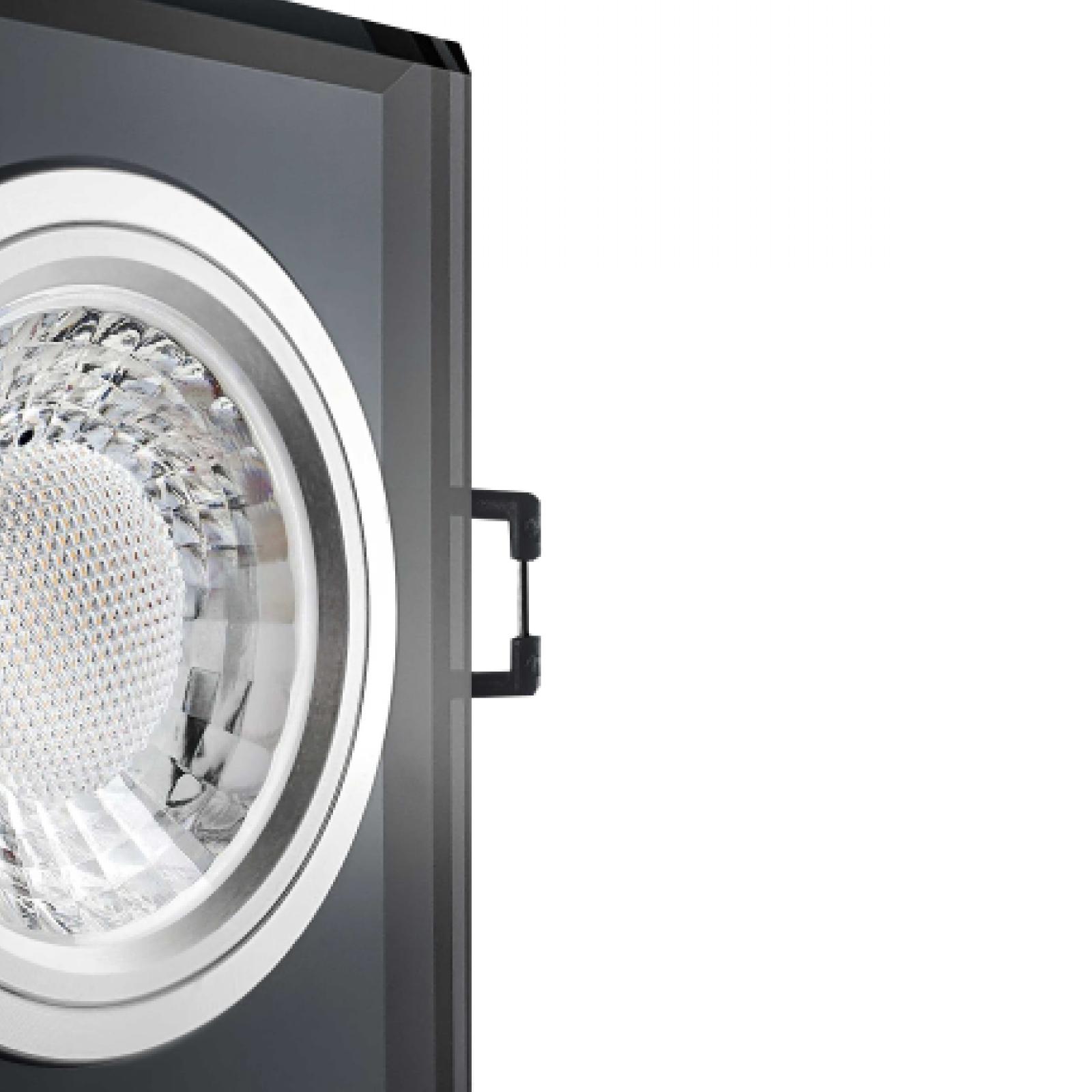LED Einbaustrahler schwarz spiegelnd | Quadratischer Einbauspot Echtglas | Lochmaß Ø 68mm - 80mm | geringe Einbautiefe 24mm | Anschlussfertig 