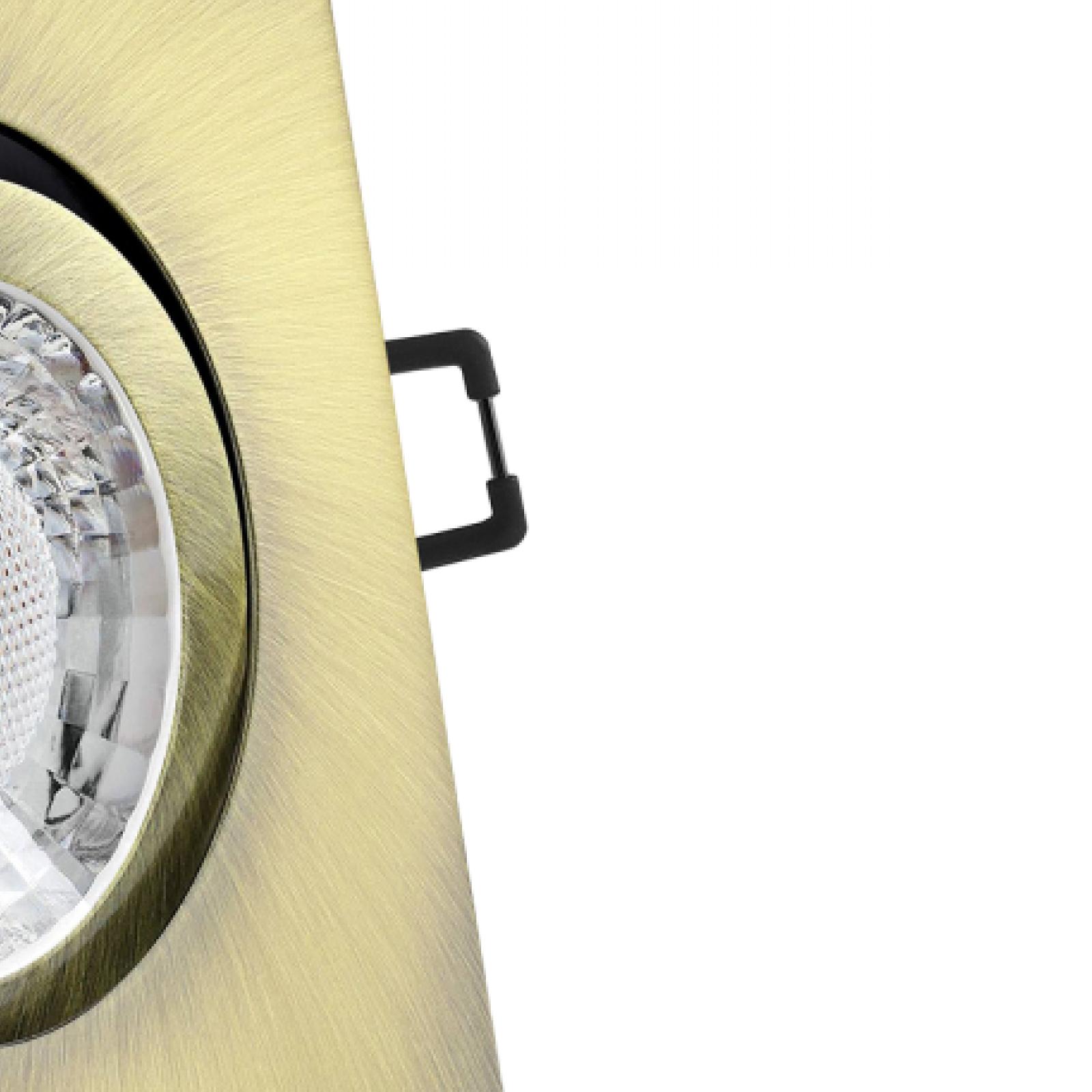 LED Einbaustrahler Altmessing gebürstet | Quadratischer Einbauspot | 30° schwenkbar | Lochmaß Ø 68mm - 80mm | geringe Einbautiefe 25mm | Anschlussfertig 