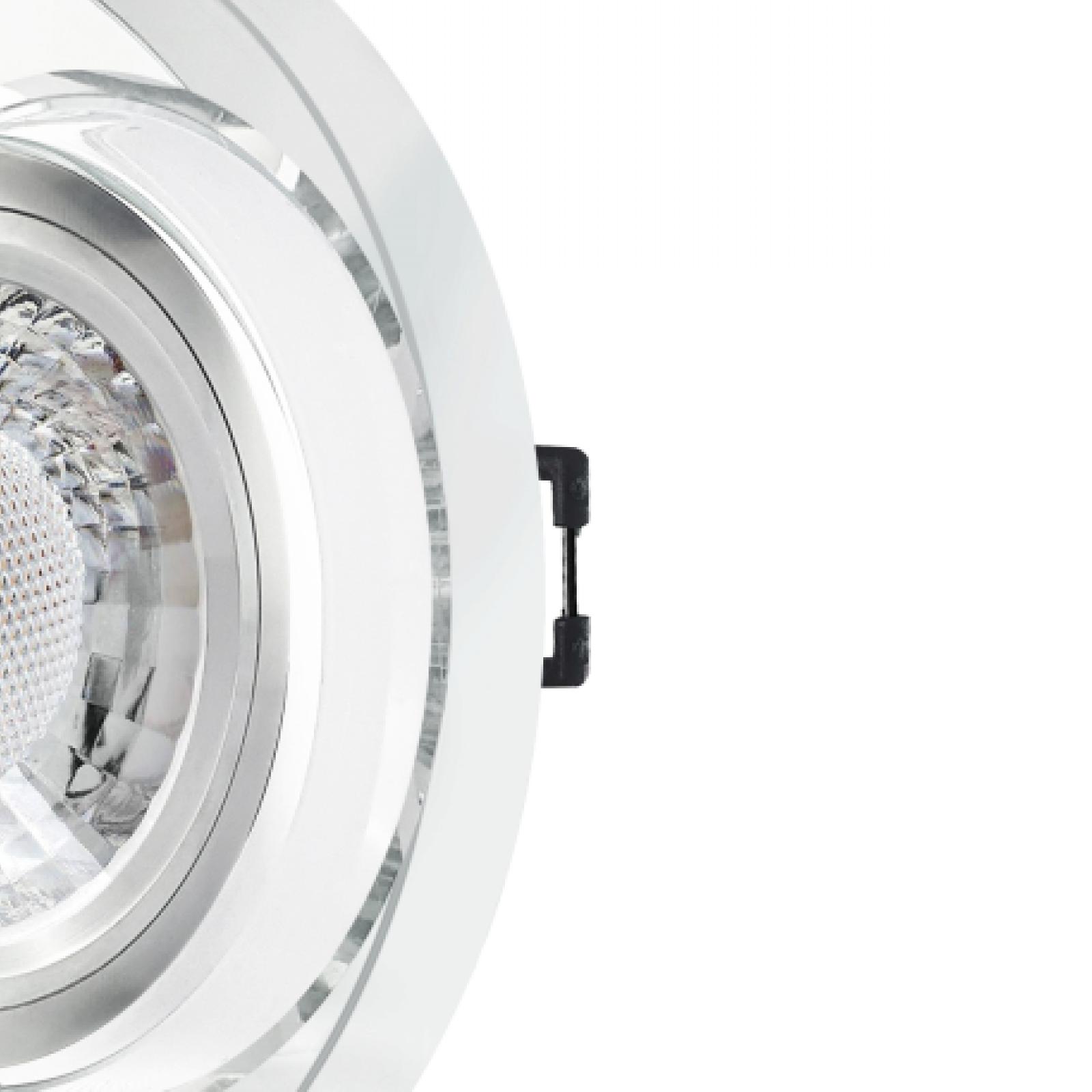 LED Aufbau Einbaustrahler spiegelnd | Runder Einbauspot Echtglas | Lochmaß Ø 68mm - 75mm | geringe Einbautiefe 22mm 