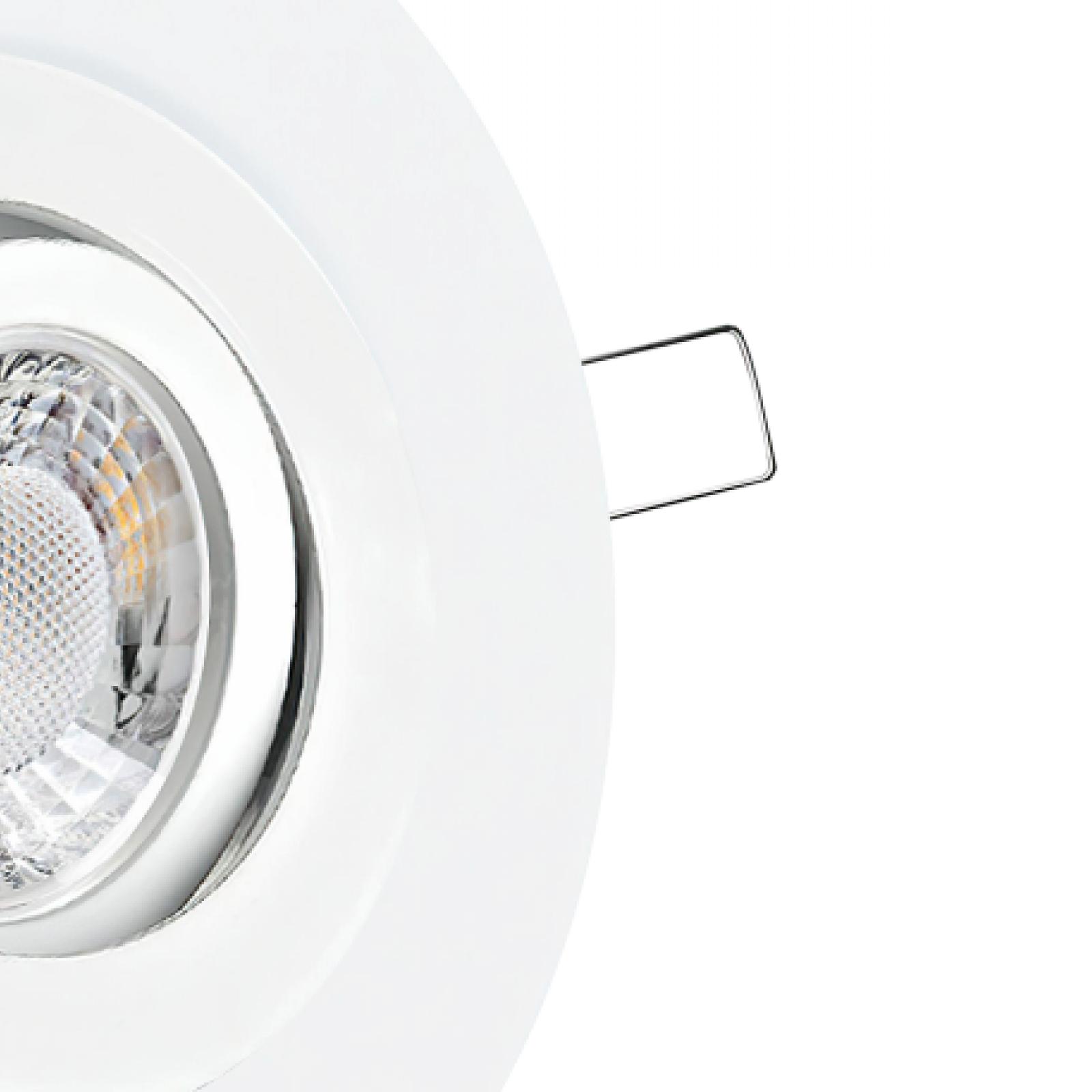 LED Einbaustrahler mit Ausgleichsblende für große Lochausschnitte weiß | Rund | schwenkbar | Lochmaß Ø 68mm - 135mm | Einbautiefe 64mm | GU10 230V 