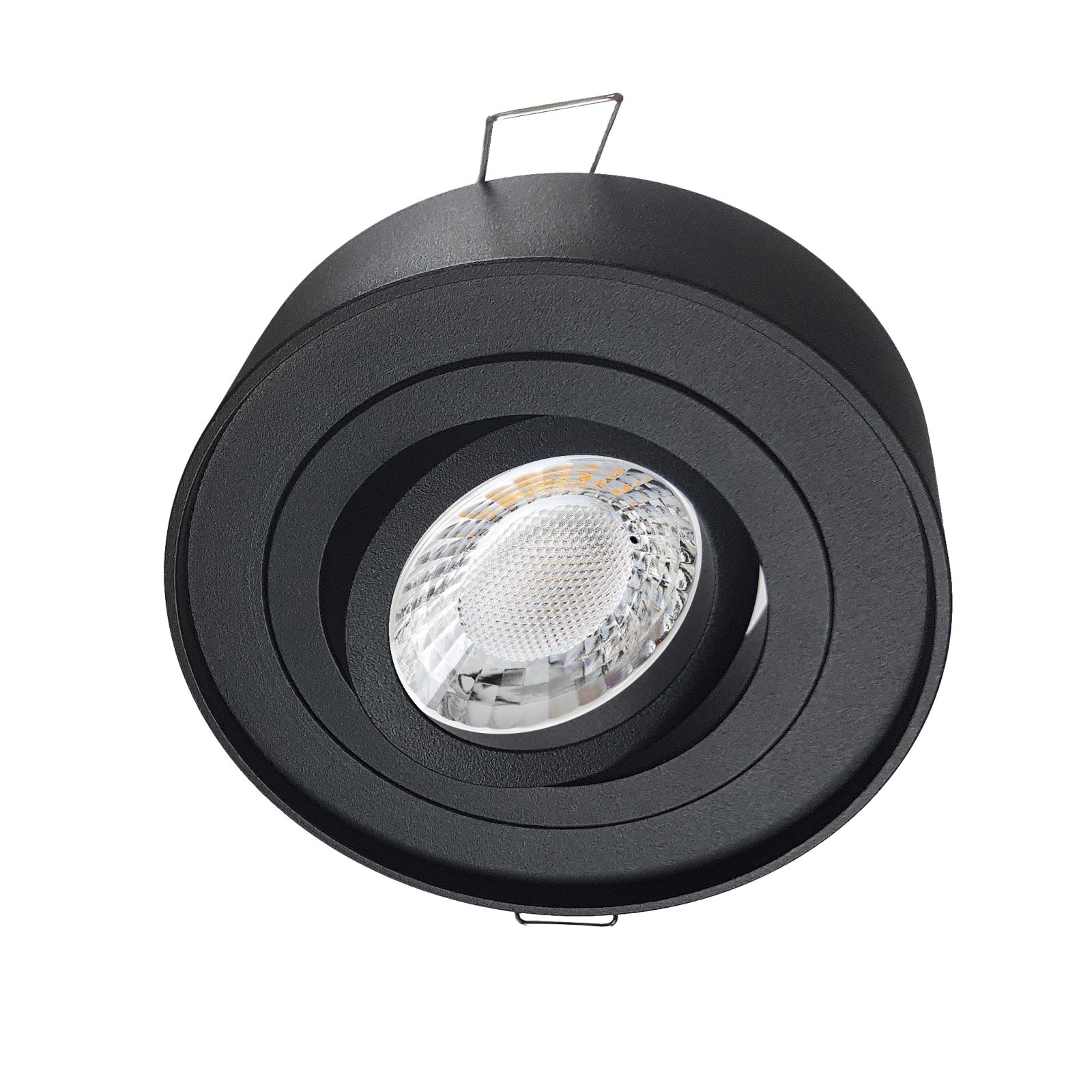 LED Aufbau Einbaustrahler schwarz pulverbeschichtet | Runder Einbauspot | 360° schwenkbar | Lochmaß Ø 85mm - 90mm | geringe Einbautiefe 38mm | GU10 230V 