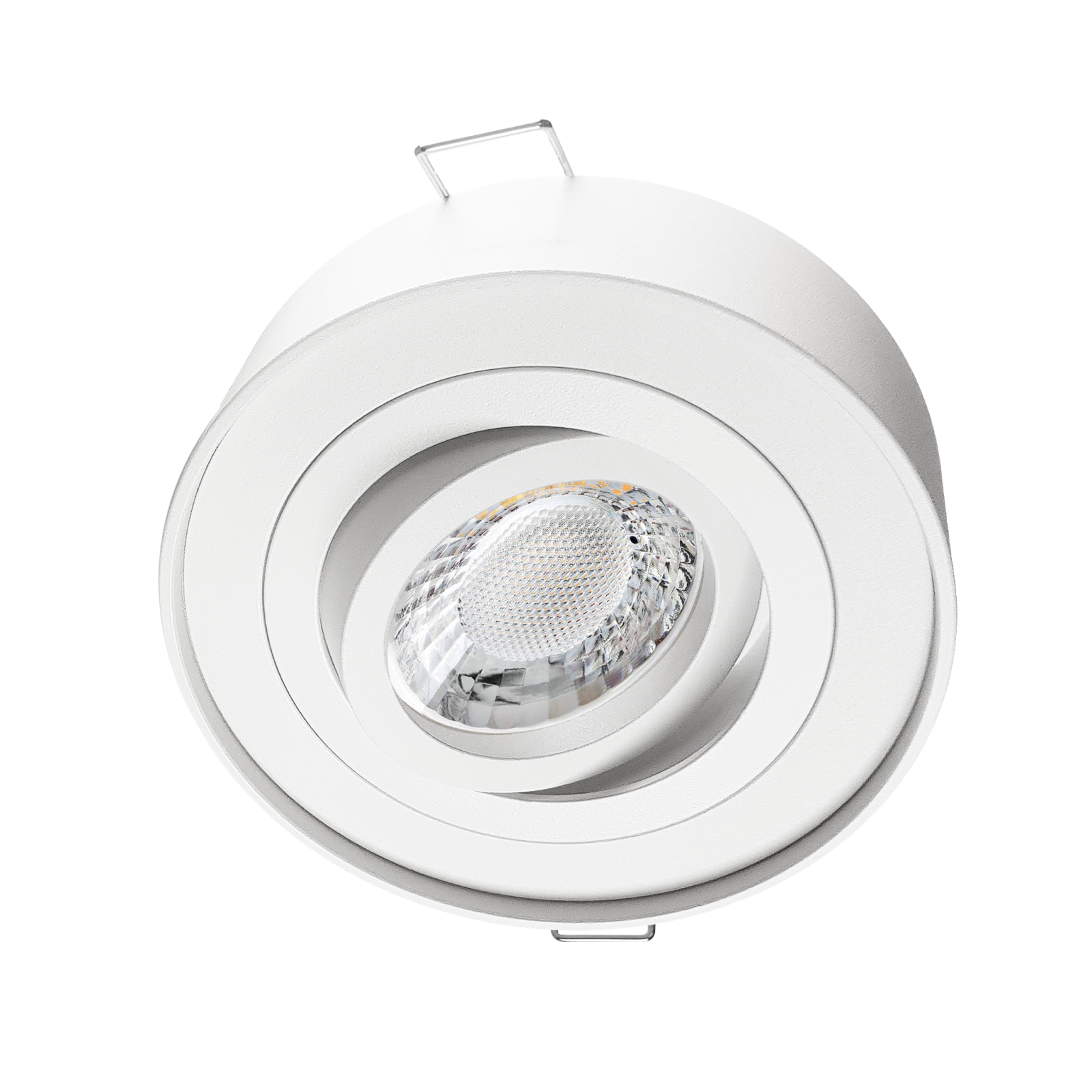 LED Aufbau Einbaustrahler weiß pulverbeschichtet | Runder Einbauspot | 360° schwenkbar | Lochmaß Ø 85mm - 90mm | geringe Einbautiefe 38mm | GU10 230V 