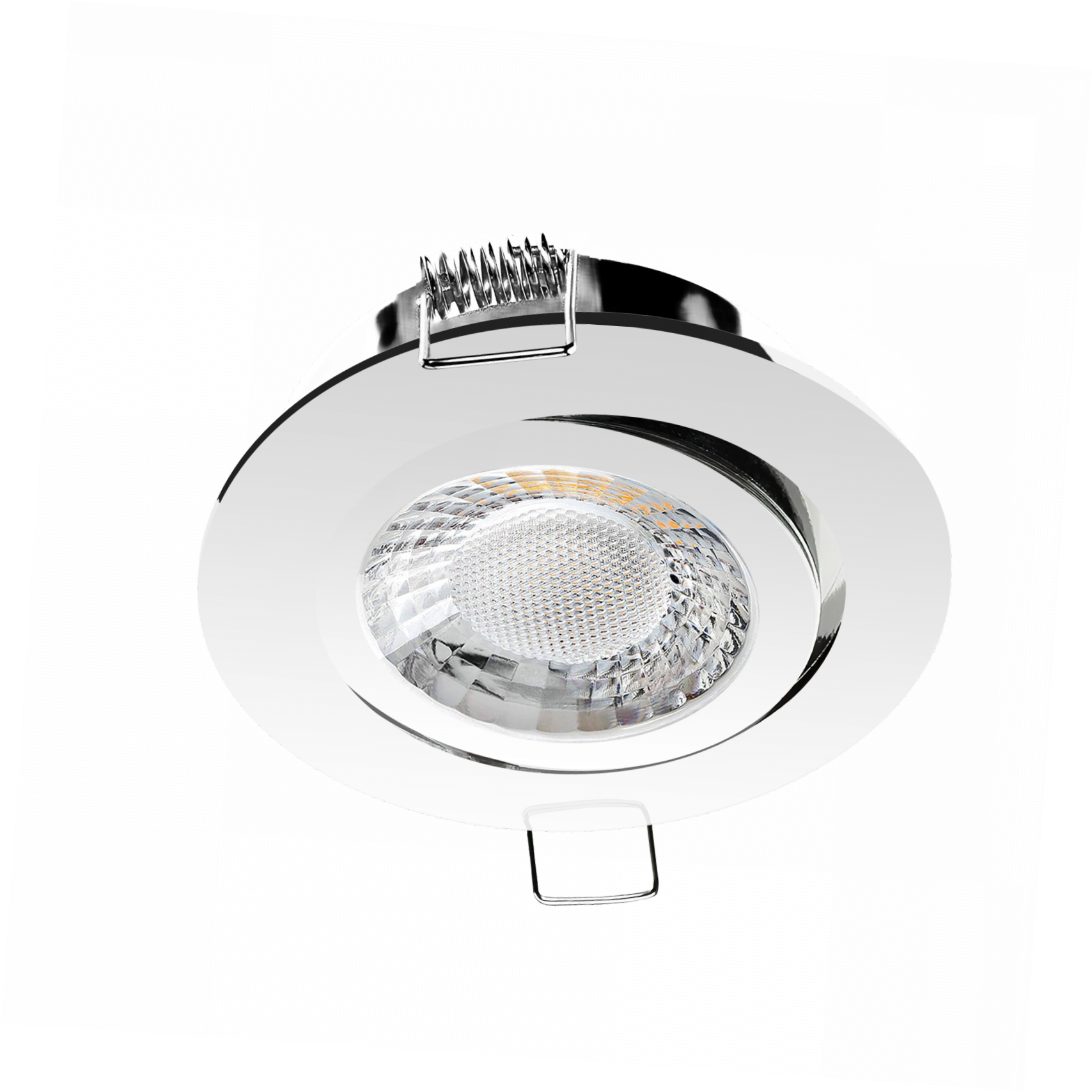 LED Einbaustrahler Chrom glänzend | Runder Einbauspot | 360° schwenkbar | Lochmaß Ø 68mm - 75mm | geringe Einbautiefe 25mm | Anschlussfertig 