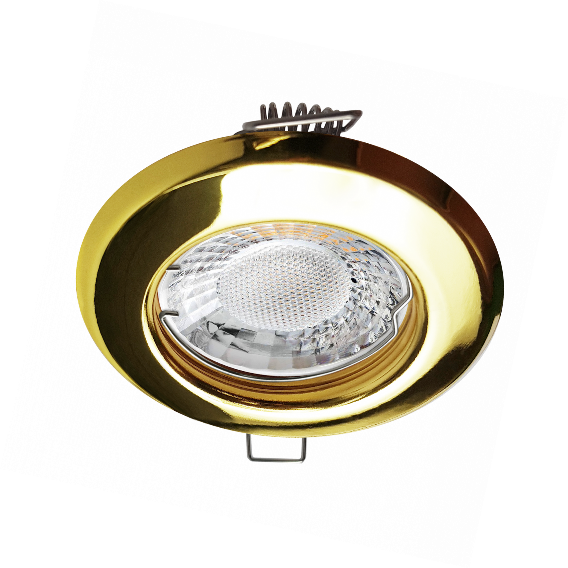 LED Einbaustrahler Gold glänzend | Runder Einbauspot | Lochmaß Ø 55mm - 75mm | geringe Einbautiefe 25mm | Anschlussfertig 