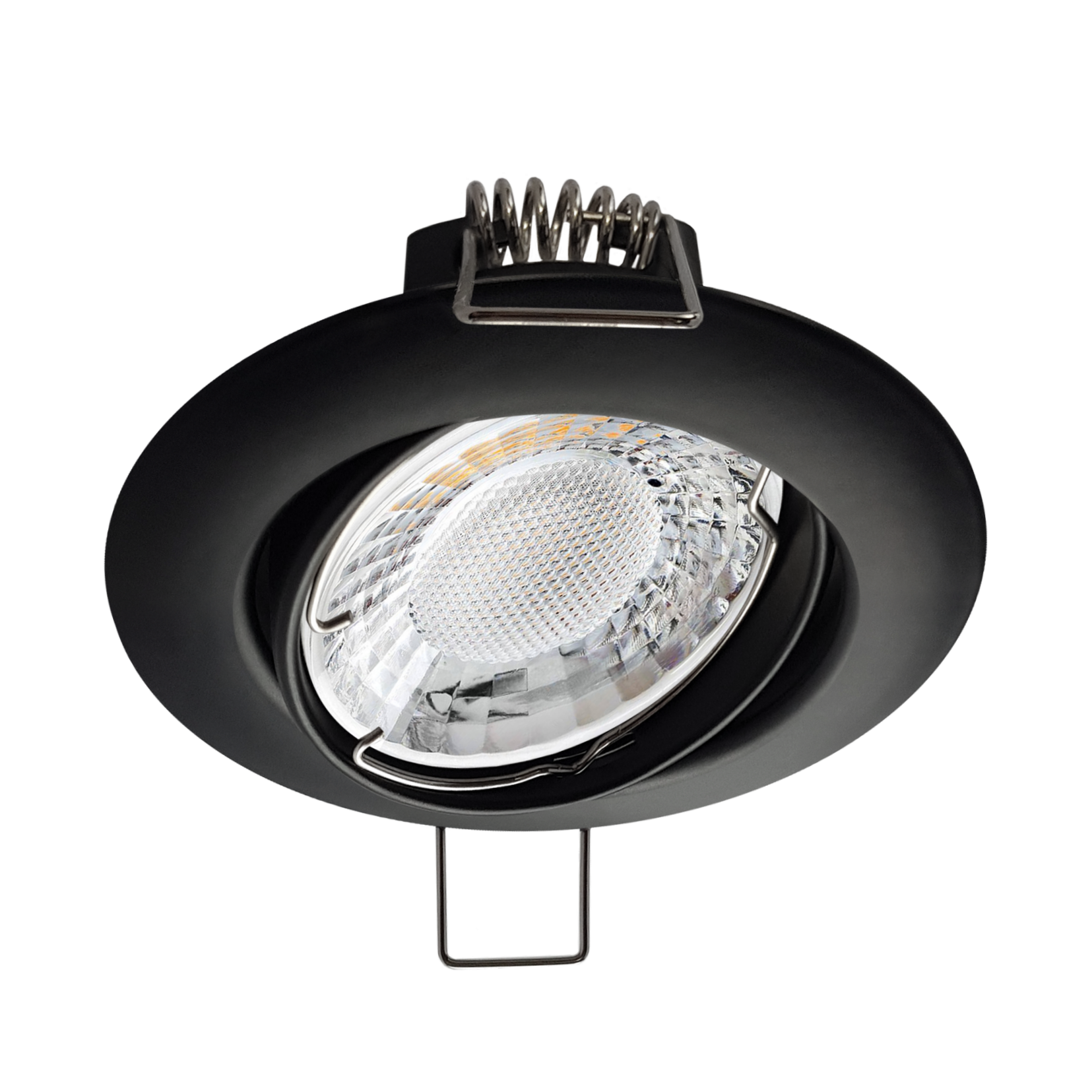 LED Einbaustrahler schwarz | Runder Einbauspot | 360° schwenkbar | Lochmaß Ø 75mm - 78mm | geringe Einbautiefe 38mm | Anschlussfertig 