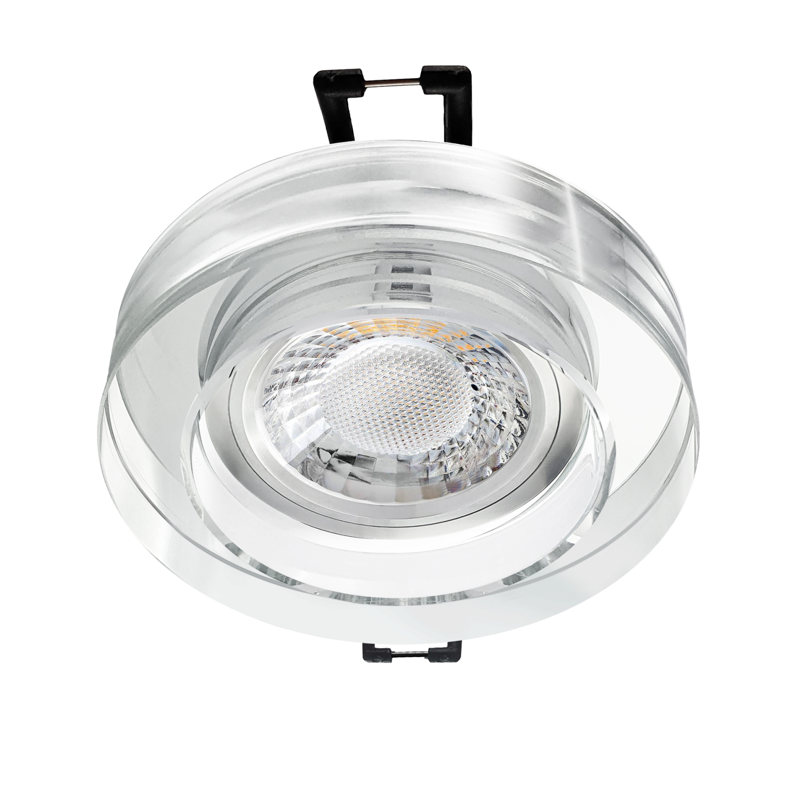 LED Aufbau Einbaustrahler spiegelnd | Runder Einbauspot Echtglas | Lochmaß Ø 68mm - 75mm | geringe Einbautiefe 22mm 