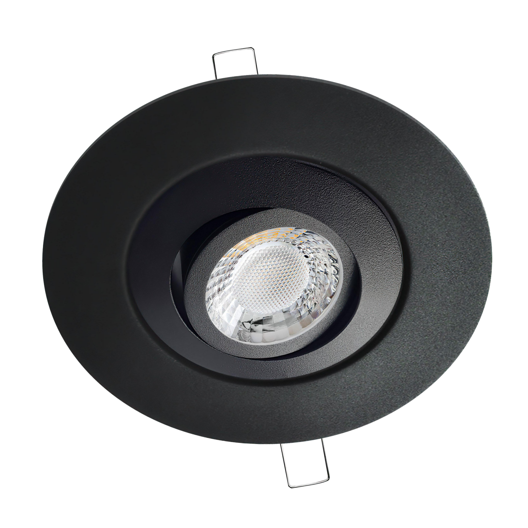 LED Einbaustrahler mit Ausgleichsblende für große Lochausschnitte schwarz pulverbeschichtet | Rund | schwenkbar | Lochmaß Ø 68mm - 135mm | geringe Einbautiefe 25mm 